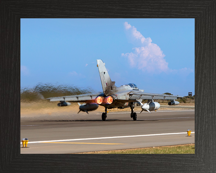 RAF Tornado GR4 Taking off Photo Print - Royal Air Force Aircraft Hampshire Prints 10 x 8 Black Frame No