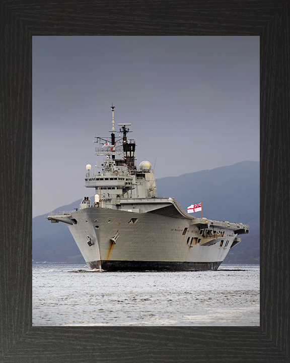 HMS Ark Royal (R07) Royal Navy Invincible Class Aircraft Carrier Portrait Photo Print Wall Art Decor Posters, Prints, & Visual Artwork Hampshire Prints 10 x 8 Black Frame No