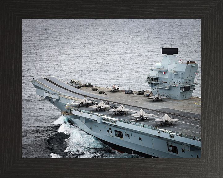 HMS Prince of Wales (R09) Photo Print - Ski Jump Closeup 2025 - Royal Navy Queen Elizabeth Class Aircraft Carrier Hampshire Prints 10 x 8 Black Frame No