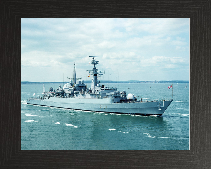 HMS Active (F171) Royal Navy Type 21 Frigate Photo Print Warship Wall Art Poster Posters, Prints, & Visual Artwork Hampshire Prints 10 x 8 Black Frame No