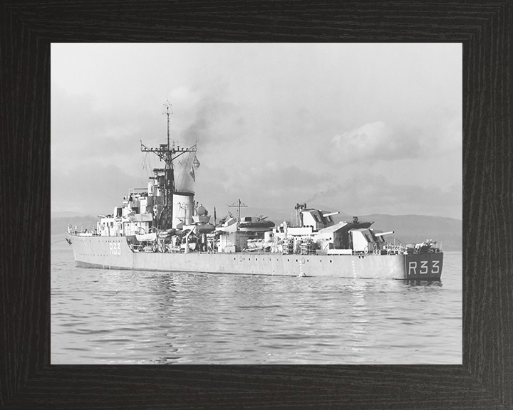 HMS Terpsichore (R33) Photo Print - At Sea - Royal Navy T Class Destroyer Posters, Prints, & Visual Artwork Hampshire Prints 10 x 8 Black Frame No