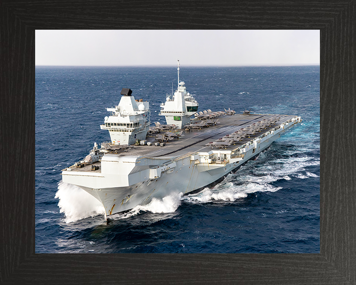 HMS Prince of Wales (R09) Royal Navy Queen Elizabeth Class Aircraft Carrier Photo Print Nov 25 Wall Art Poster Posters, Prints, & Visual Artwork Hampshire Prints 10 x 8 Black Frame No