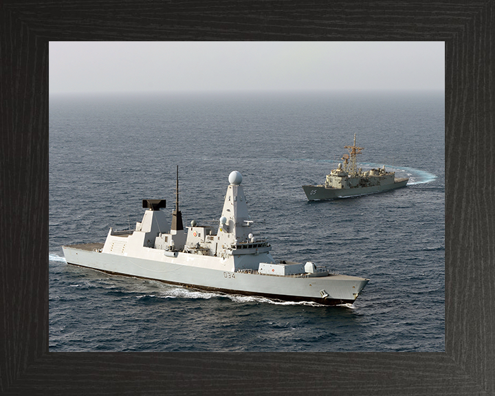 HMS Diamond (D34) Royal Navy Type 45 Destroyer HMAS Melbourne Photo Print Wall Art Decor Posters, Prints, & Visual Artwork Hampshire Prints 10 x 8 Black Frame No