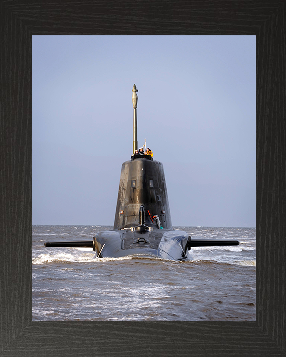 HMS Astute (S119) Photo Print - Bow View 2009 - Royal Navy Astute Class Submarine Hampshire Prints 10 x 8 Black Frame No