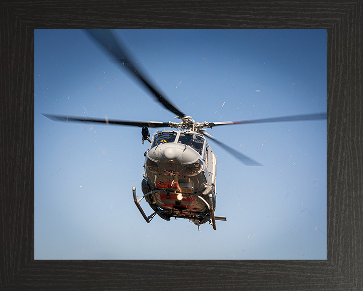 RAF Griffin HA2 Helicopter in flight Photo Print - Royal Air Force Aircraft Hampshire Prints 10 x 8 Black Frame No
