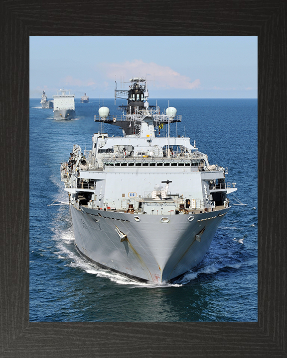 HMS Bulwark (L15) Photo Print - Joint Warrior 2012 - Royal Navy Albion Class Amphibious Ship Hampshire Prints 10 x 8 Black Frame No