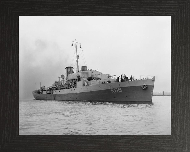 HMS Asphodel (K56) Royal Navy Flower Class Corvette Starboard Bow View Photo Print Wall Art Decor Posters, Prints, & Visual Artwork Hampshire Prints 10 x 8 Black Frame No