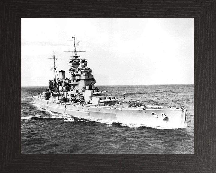 HMS Duke of York (17) Royal Navy King George V Class Battleship Starboard Bow View Photo Print Wall Art Decor Posters, Prints, & Visual Artwork Hampshire Prints 10 x 8 Black Frame No