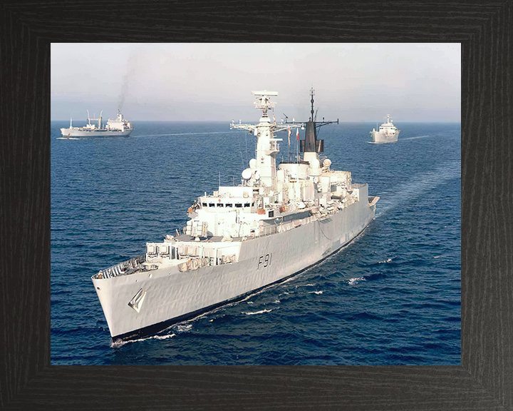 HMS Brazen (F91) Royal Navy Type 22 Frigate High Port Bow View Photo Print Wall Art Decor Posters, Prints, & Visual Artwork Hampshire Prints 10 x 8 Black Frame No