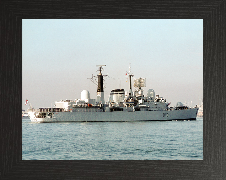 HMS Coventry (D118) Royal Navy Type 42 Destroyer Entering Harbour Photo Print Wall Art Decor Posters, Prints, & Visual Artwork Hampshire Prints 10 x 8 Black Frame No