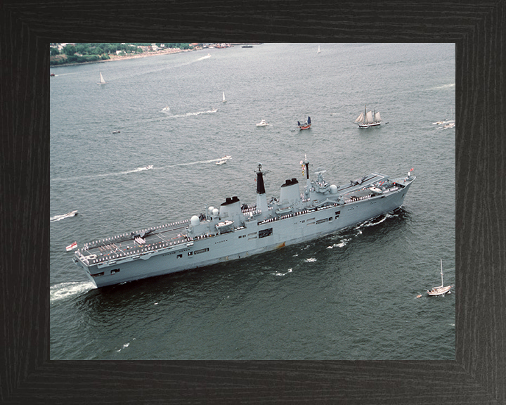 HMS Ark Royal (R07) Photo Print - New York Harbor - Royal Navy Invincible Class Aircraft Carrier Hampshire Prints 10 x 8 Black Frame No