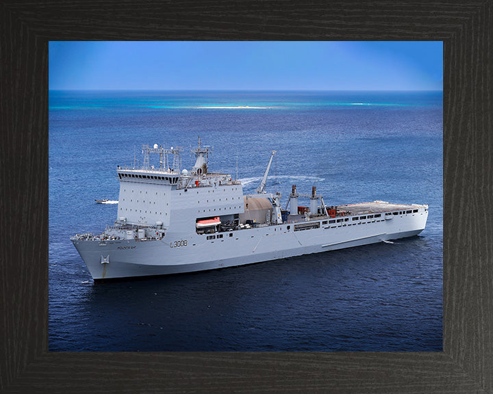RFA Mounts Bay (L3008) Photo Print - Port View - Royal Fleet Auxiliary Bay Class Ship Hampshire Prints 10 x 8 Black Frame No