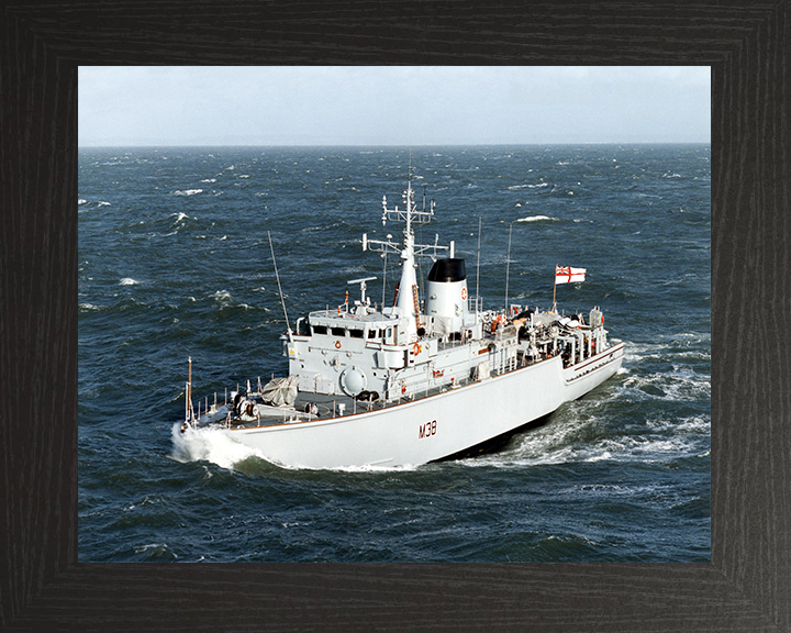 HMS Atherstone (M38) Royal Navy Hunt Class Mine Warfare Vessel in Heavy Seas Photo Print Wall Art Decor Posters, Prints, & Visual Artwork Hampshire Prints 10 x 8 Black Frame No