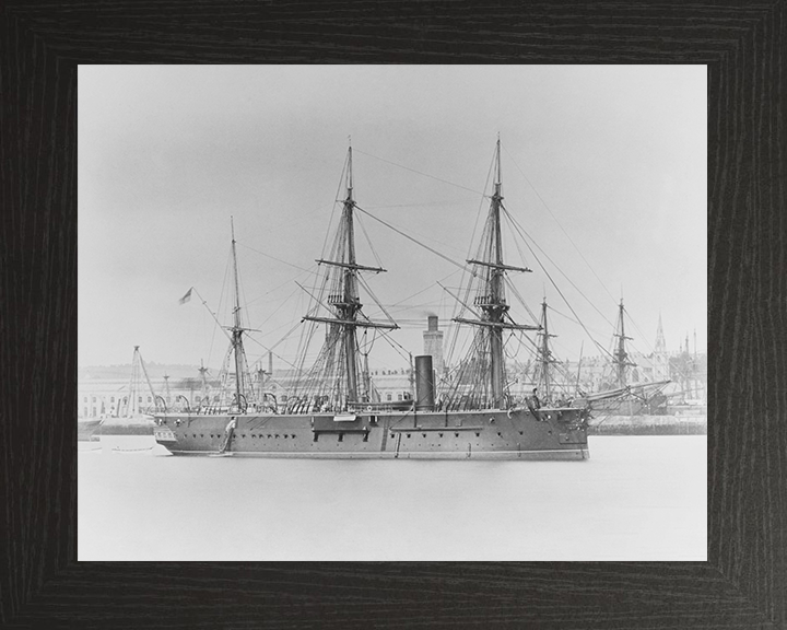 HMS Iron Duke (1870) Photo Print - At Anchor - Royal Navy Audacious Class Ironclad Posters, Prints, & Visual Artwork Hampshire Prints 10 x 8 Black Frame No
