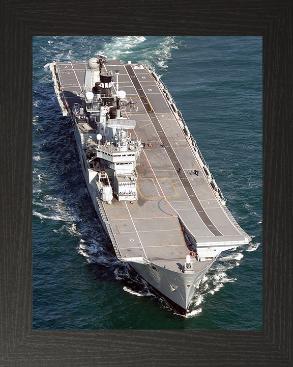 HMS Ark Royal (R07) Royal Navy Invincible Class Aircraft Carrier At Sea From Above Photo Print Wall Art Decor Posters, Prints, & Visual Artwork Hampshire Prints 10 x 8 Black Frame No