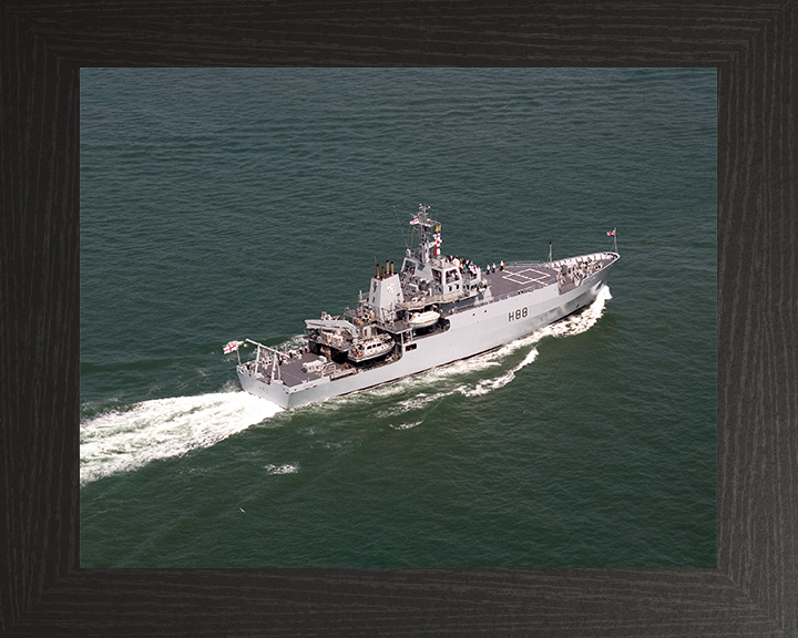HMS Enterprise (H88) Photo Print - Fleet Review 2005 - Royal Navy Hydrographic Survey Vessel Hampshire Prints 10 x 8 Black Frame No