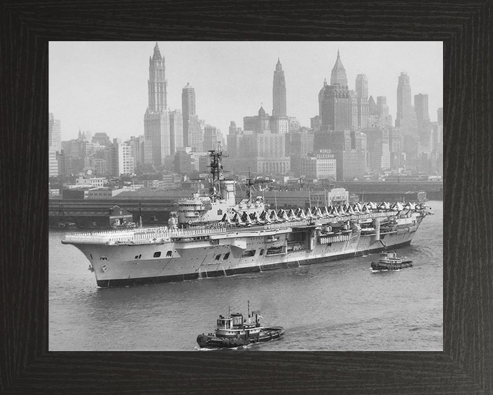 HMS Ark Royal (R09) Royal Navy Audacious Class Aircraft Carrier Entering Harbour Photo Print Wall Art Decor Posters, Prints, & Visual Artwork Hampshire Prints 10 x 8 Black Frame No