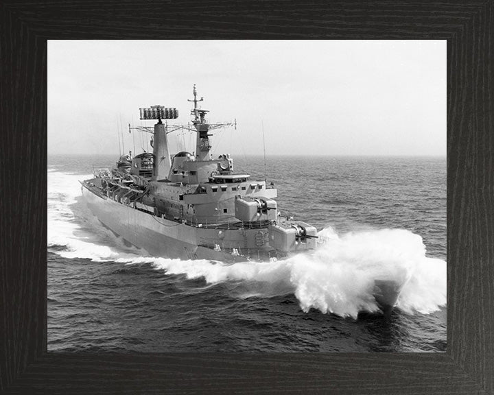 HMS London (D16) Photo Print - At Sea - Royal Navy County Class Destroyer Hampshire Prints 10 x 8 Black Frame No