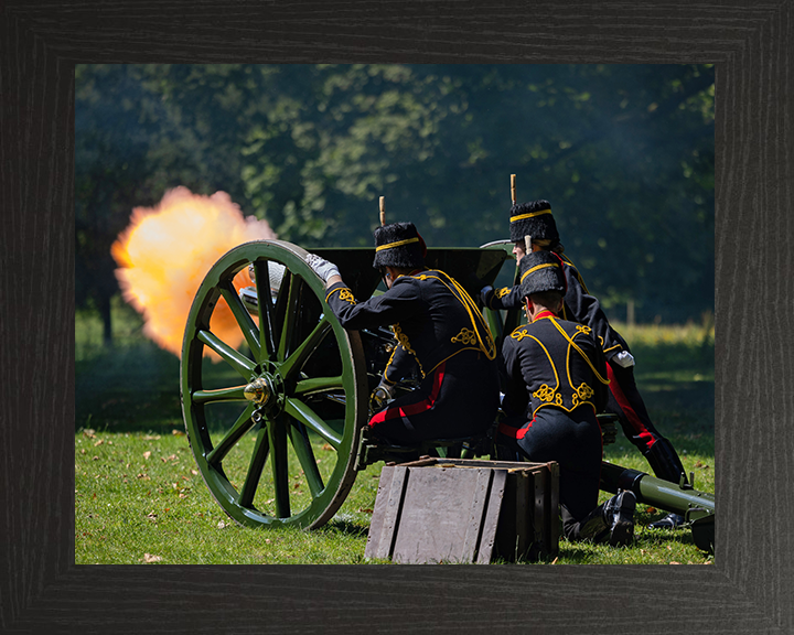 King’s Troop Royal Horse Artillery fire a Gun Salute Photo Print - British Army Hampshire Prints 10 x 8 Black Frame No