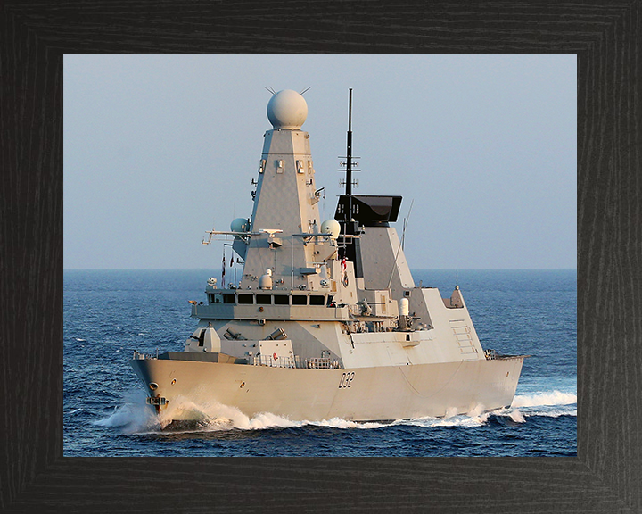 HMS Daring (D32) Royal Navy Type 45 Destroyer Port Bow View Photo Print Wall Art Decor Posters, Prints, & Visual Artwork Hampshire Prints 10 x 8 Black Frame No