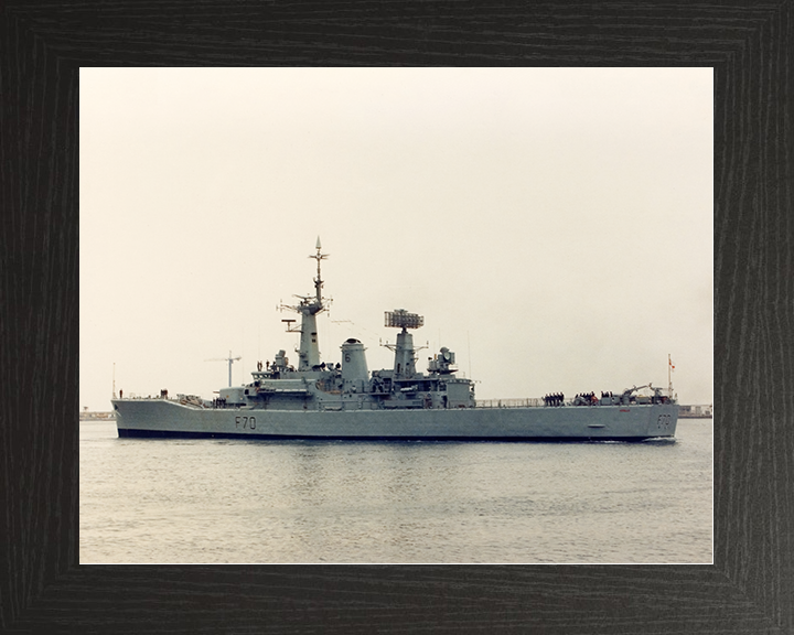 HMS Apollo (F70) Royal Navy Leander Class Frigate Leaving Harbour Photo Print Wall Art Decor Posters, Prints, & Visual Artwork Hampshire Prints 10 x 8 Black Frame No