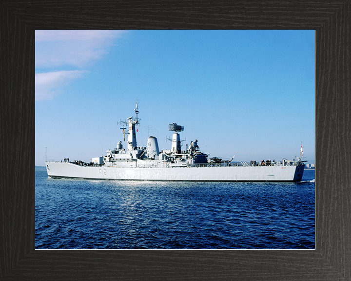HMS Achilles (F12) Royal Navy Leander Class Frigate Photo Print Warship Wall Art Decor Posters, Prints, & Visual Artwork Hampshire Prints 10 x 8 Black Frame No