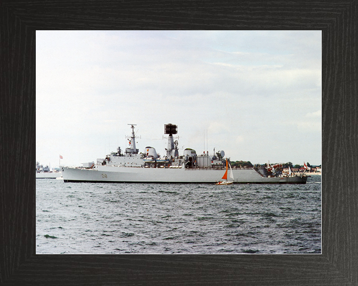 HMS Antrim (D18) Royal Navy County Class Destroyer At Anchor Photo Print Wall Art Decor Posters, Prints, & Visual Artwork Hampshire Prints 10 x 8 Black Frame No