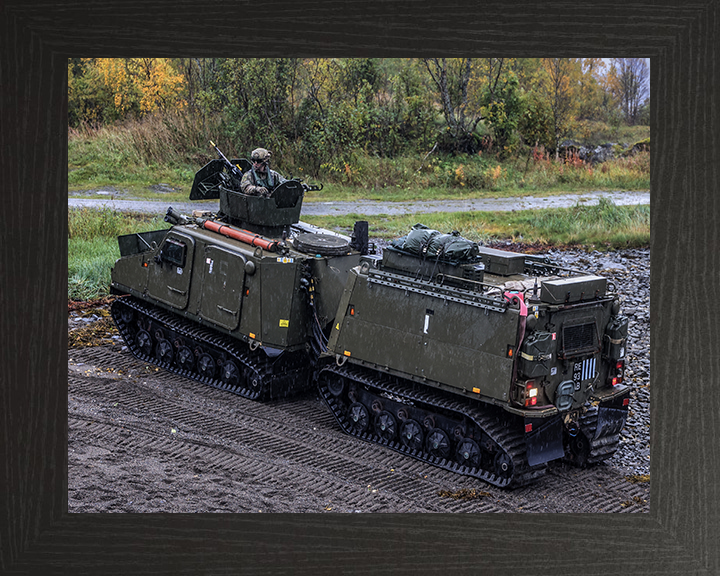 Royal Marines Commandos on a Viking All Terrain Vehicle Photo Print - CLR Armoured Support Hampshire Prints 10 x 8 Black Frame No