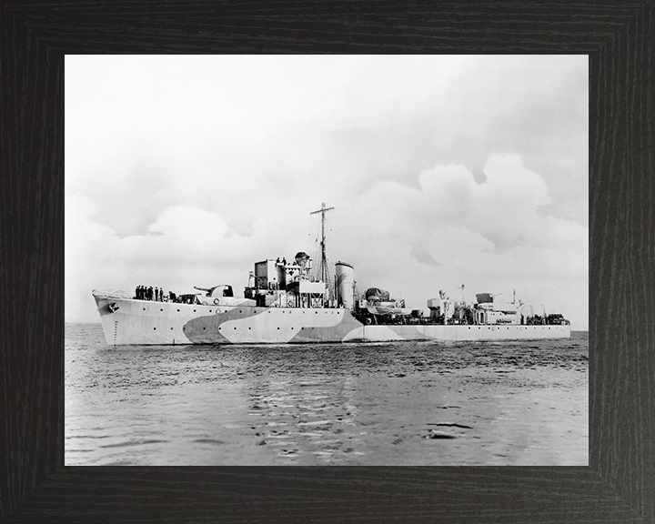 HMS Bleasdale (1940) Royal Navy Hunt Class Destroyer Port Side View Photo Print Wall Art Decor Posters, Prints, & Visual Artwork Hampshire Prints 10 x 8 Black Frame No