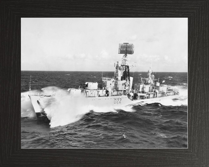 HMS Aisne (D22) Royal Navy Battle Class Destroyer Photo Print Underway Warship Wall Art Posters, Prints, & Visual Artwork Hampshire Prints 10 x 8 Black Frame No