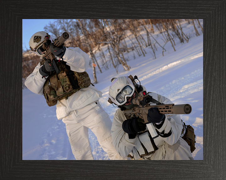 Royal Marine Commandos SRS in Norway Photo Print Hampshire Prints 10 x 8 Black Frame No