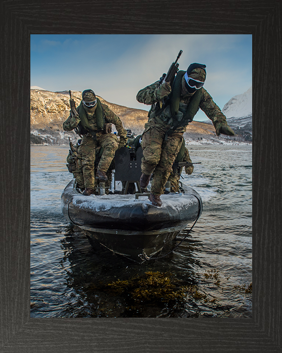 Royal Marines Commandos During a cold weather beach Landing exercise Photo Print Hampshire Prints 10 x 8 Black Frame No