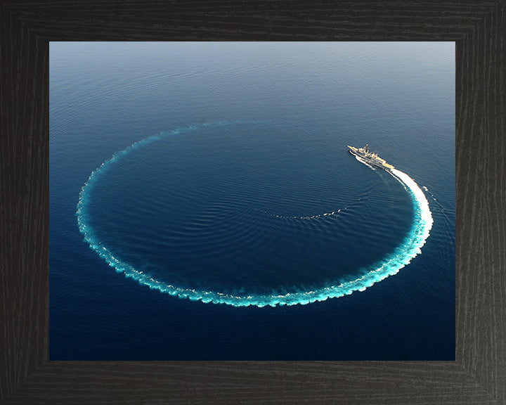 HMS Richmond (F239) Photo Print - Circle Turn - Royal Navy Type 23 Frigate Hampshire Prints 10 x 8 Black Frame No