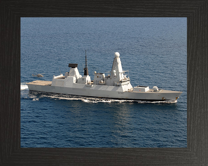 HMS Daring (D32) Royal Navy Type 45 Destroyer High Starboard Beam View Photo Print Wall Art Decor Posters, Prints, & Visual Artwork Hampshire Prints 10 x 8 Black Frame No