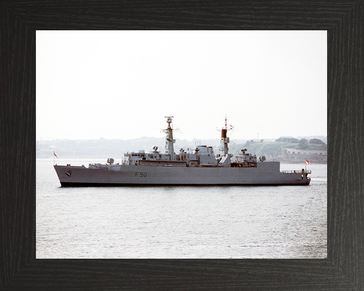 HMS Brilliant (F90) Royal Navy Type 22 Frigate Port Beam View Photo Print Wall Art Decor Posters, Prints, & Visual Artwork Hampshire Prints 10 x 8 Black Frame No