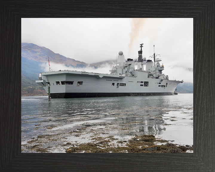 HMS Ark Royal (R07) Royal Navy Invincible Class Aircraft Carrier On The Clyde Photo Print Wall Art Decor Posters, Prints, & Visual Artwork Hampshire Prints 10 x 8 Black Frame No