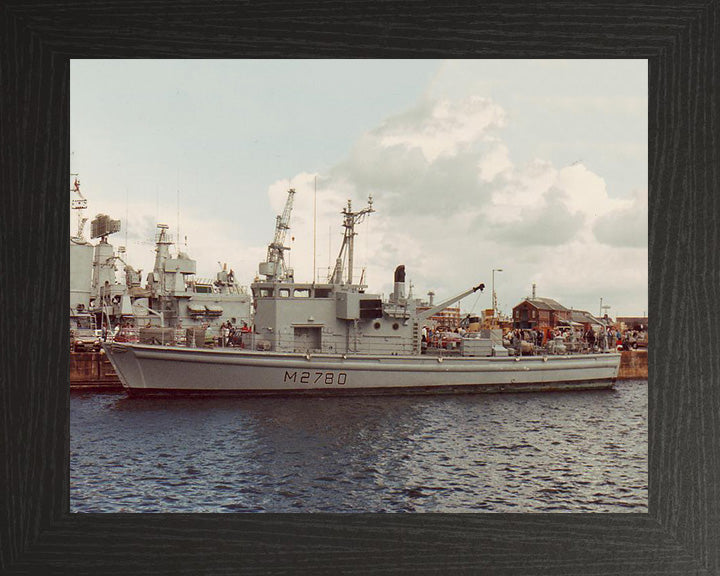 HMS Woodlark (HMS Yaxham) (M2780) Photo Print - In Port - Royal Navy Survey Vessel Hampshire Prints 10 x 8 Black Frame No