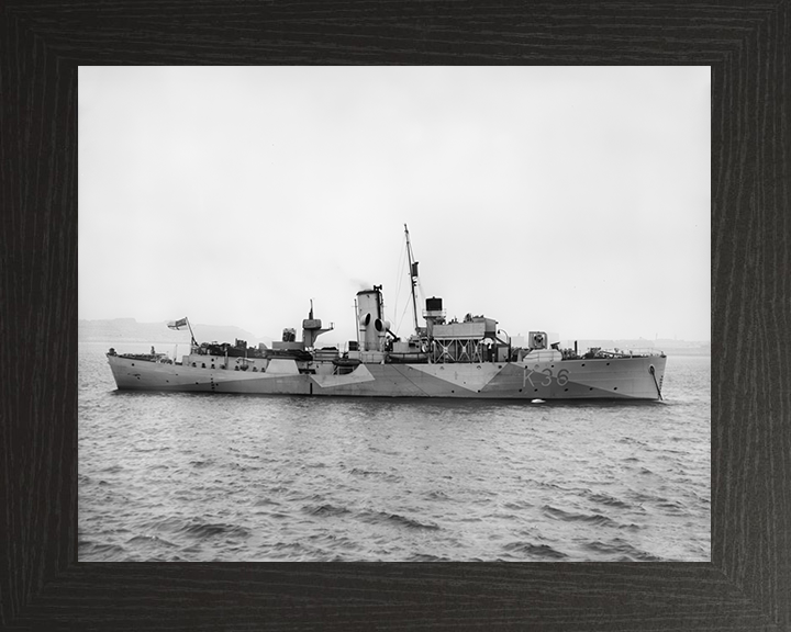HMS Clematis (K36) Royal Navy Flower Class Corvette Starboard Beam View Photo Print Wall Art Decor Posters, Prints, & Visual Artwork Hampshire Prints 10 x 8 Black Frame No