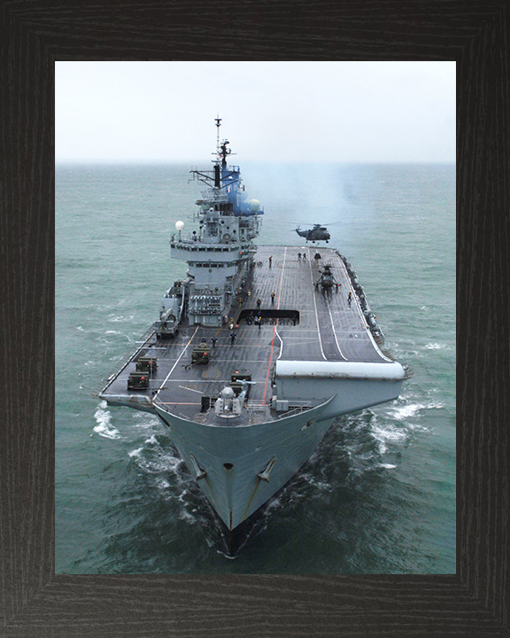 HMS Illustrious (R06) Photo Print - Bow View 2009 - Royal Navy Invincible Class Aircraft Carrier Hampshire Prints 10 x 8 Black Frame No