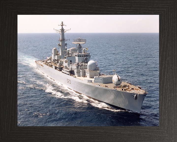 HMS Bristol (D23) Royal Navy Type 82 Destroyer High Starboard Bow View Photo Print Wall Art Decor Posters, Prints, & Visual Artwork Hampshire Prints 10 x 8 Black Frame No
