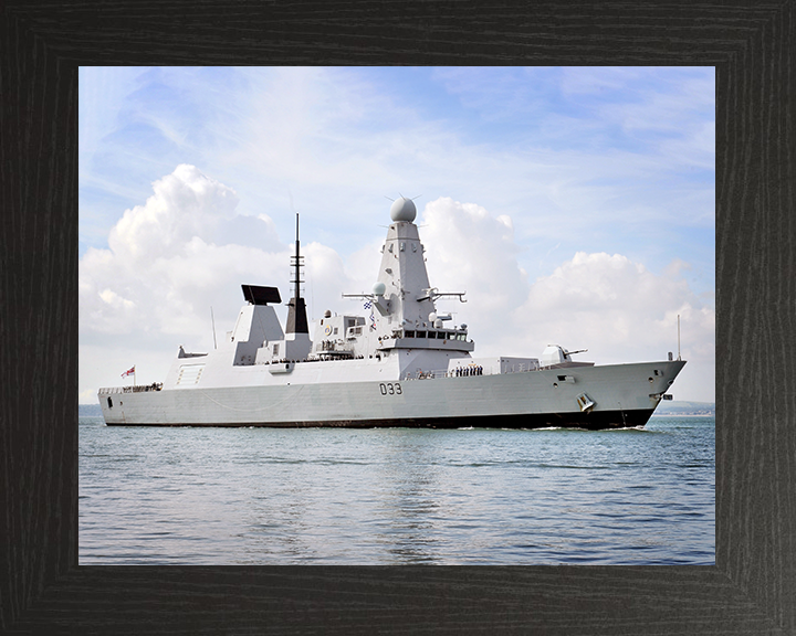 HMS Dauntless (D33) Royal Navy Type 45 Destroyer Low Starboard Side View Photo Print Wall Art Decor Posters, Prints, & Visual Artwork Hampshire Prints 10 x 8 Black Frame No