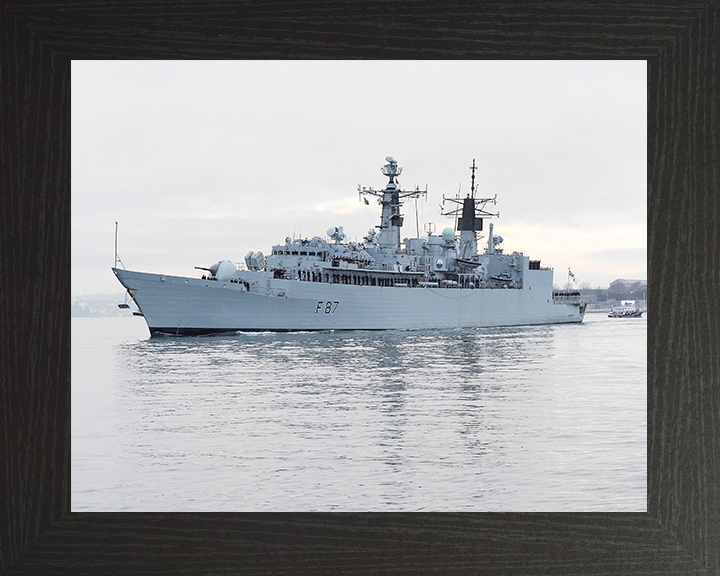 HMS Chatham (F87) Royal Navy Type 22 Frigate Leaving Harbour Photo Print Wall Art Decor Posters, Prints, & Visual Artwork Hampshire Prints 10 x 8 Black Frame No