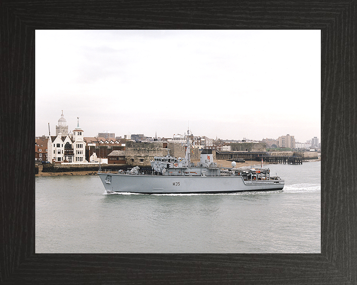 HMS Dulverton (M35) Royal Navy Hunt Class Mine Warfare Vessel Passing Old Portsmouth Photo Print Wall Art Decor Posters, Prints, & Visual Artwork Hampshire Prints 10 x 8 Black Frame No