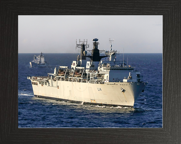 HMS Albion (L14) Royal Navy Albion Class Amphibious Ship Starboard Bow View Photo Print Wall Art Naval Decor Posters, Prints, & Visual Artwork Hampshire Prints 10 x 8 Black Frame No