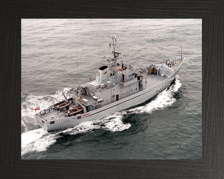 HMS Guernsey (P297) Photo Print - At Sea 1997 – Royal Navy Island Class Patrol Vessel Hampshire Prints 10 x 8 Black Frame No