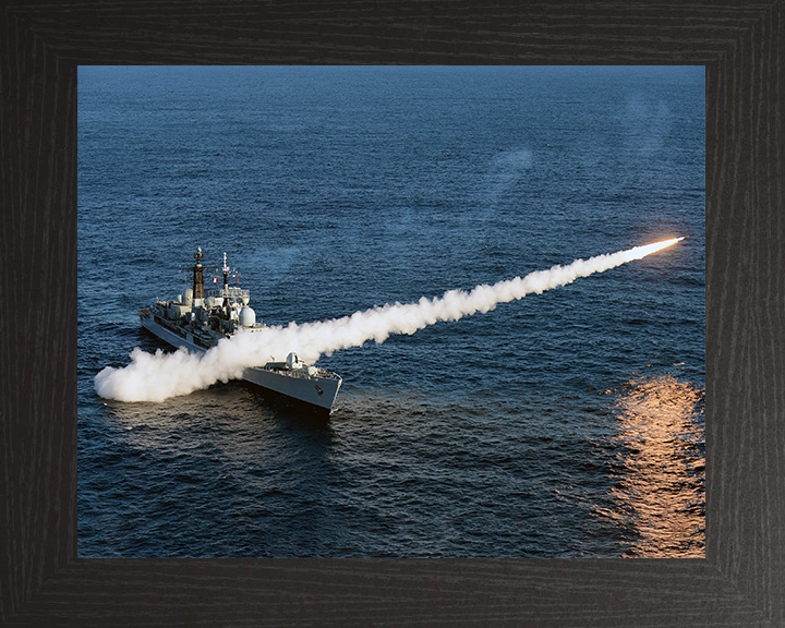 HMS Edinburgh (D97) Royal Navy Type 42 Destroyer Firing Sea Dart Photo Print Wall Art Decor Posters, Prints, & Visual Artwork Hampshire Prints 10 x 8 Black Frame No
