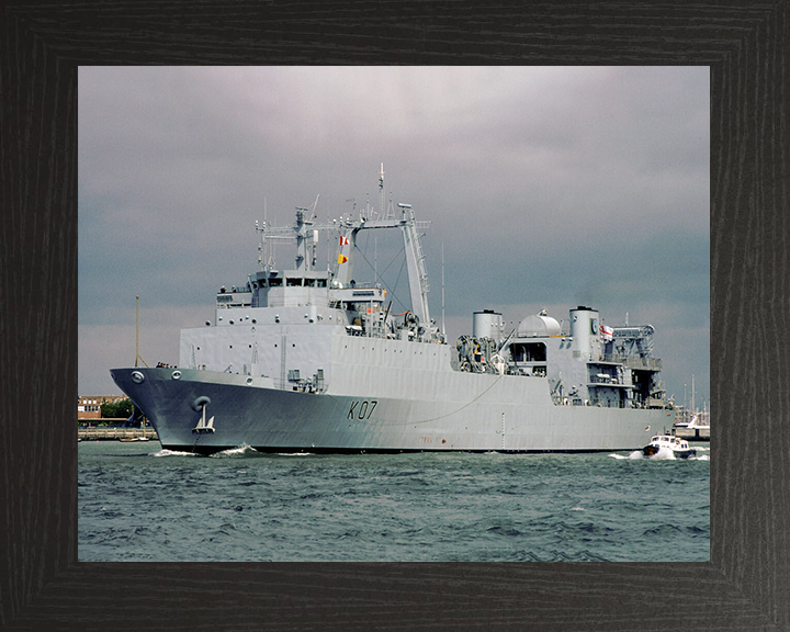 HMS Challenger (K07) Royal Navy Diving Support Vessel Port Side View Photo Print Wall Art Decor Posters, Prints, & Visual Artwork Hampshire Prints 10 x 8 Black Frame No