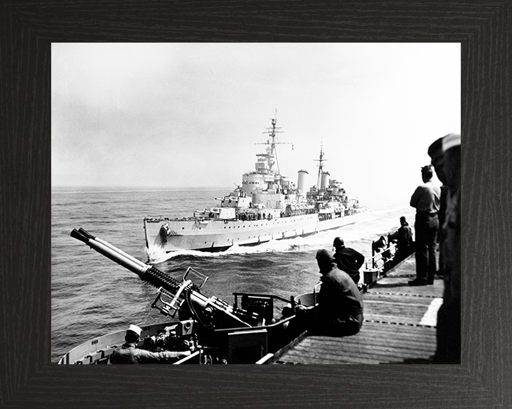 HMS Belfast (C35) Photo Print - At Sea 1952 - Royal Navy Town Class Light Cruiser Hampshire Prints 10 x 8 Black Frame No