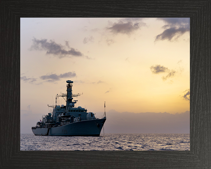 HMS Argyll (F231) Royal Navy Type 23 Frigate Anchored off Montserrat 2014 Photo Print Wall Art Decor Posters, Prints, & Visual Artwork Hampshire Prints 10 x 8 Black Frame No