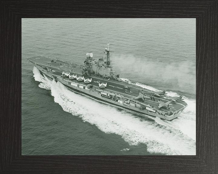 HMS Hermes (R12) Photo Print - Starboard View at Sea - Royal Navy Centaur Class Aircraft Carrier Hampshire Prints 10 x 8 Black Frame No